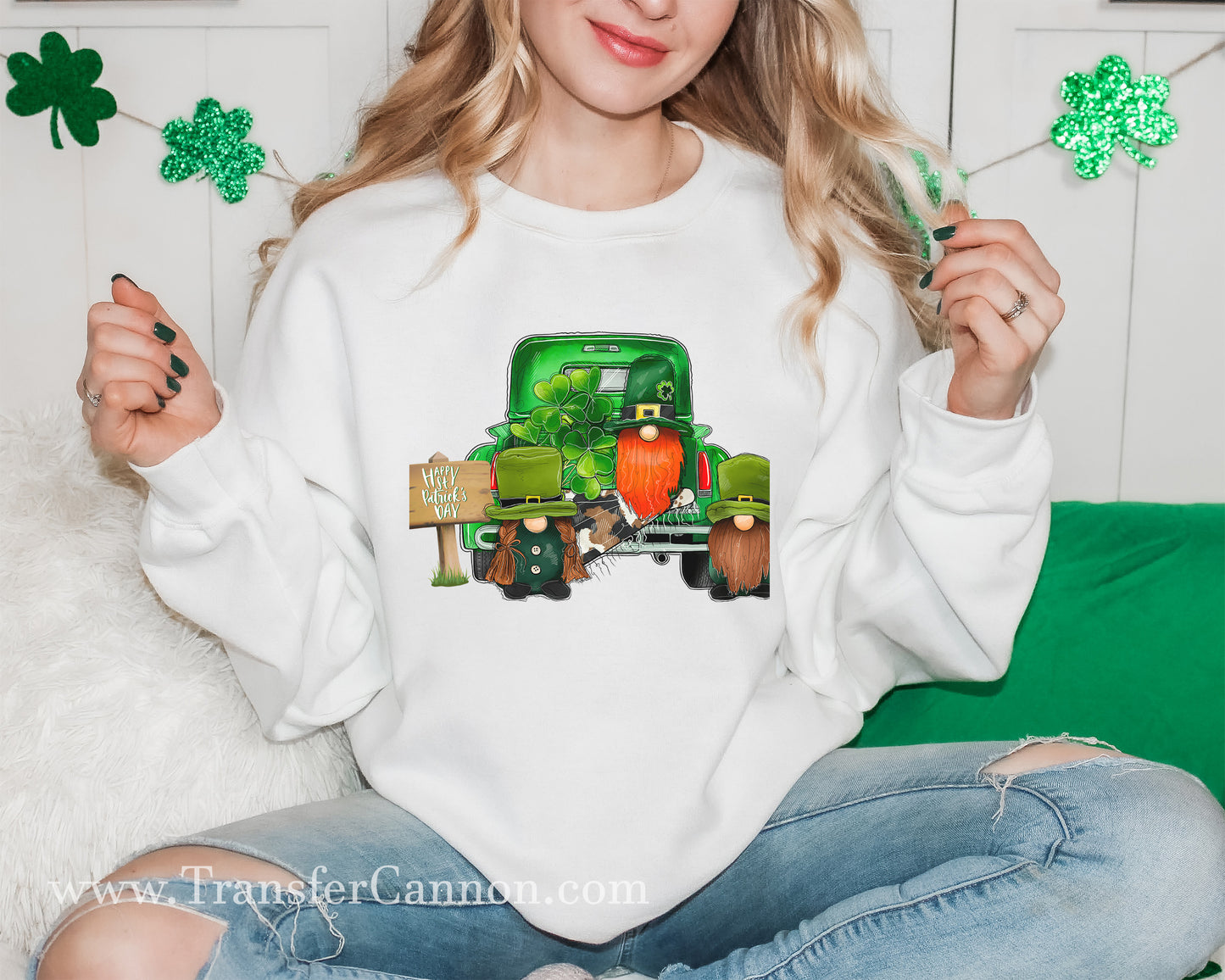 St Patricks Day Truck And Gnomes