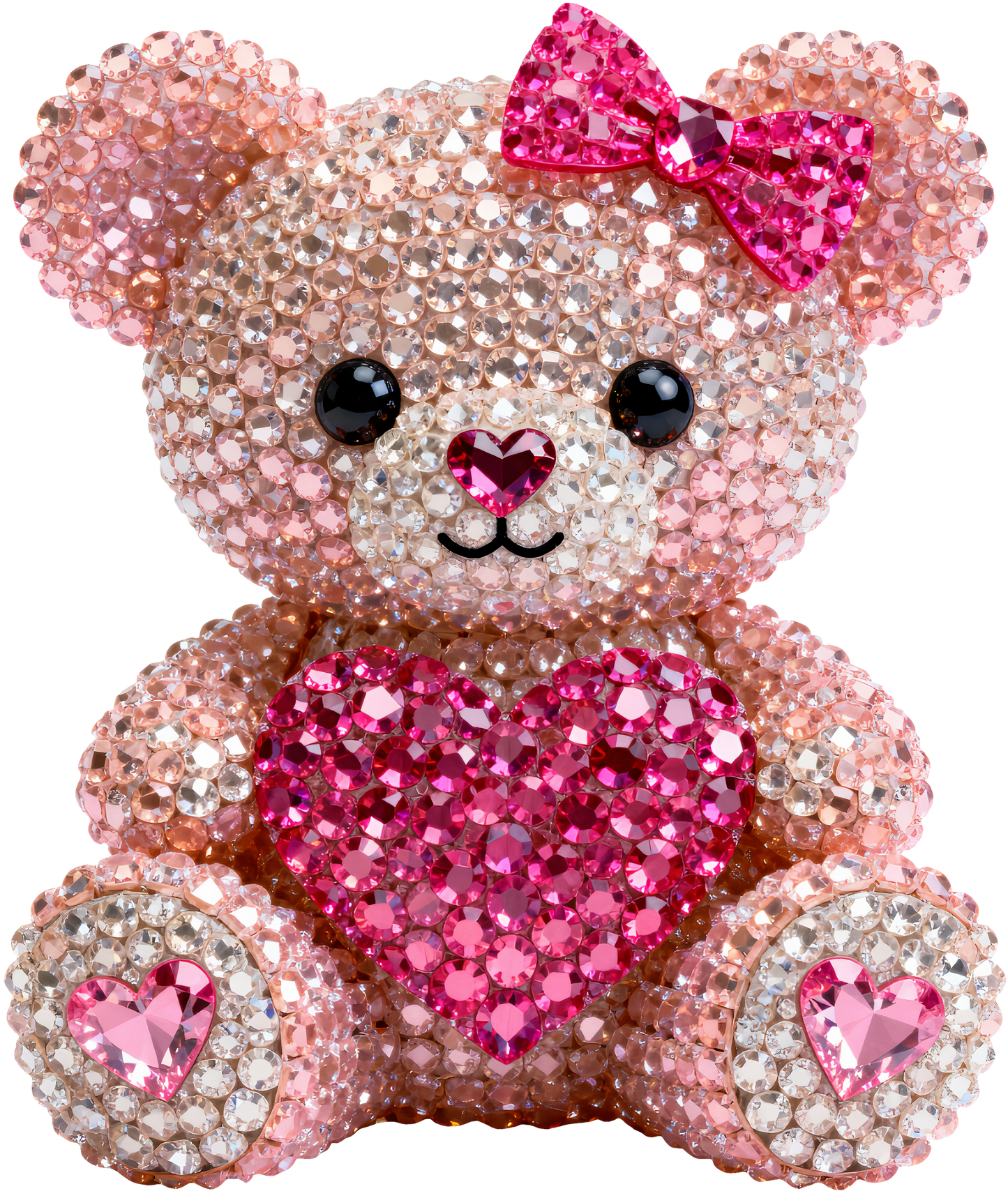 PINK BEAR BLING VALENTINE DTF TRANSFER 11.40" Wide