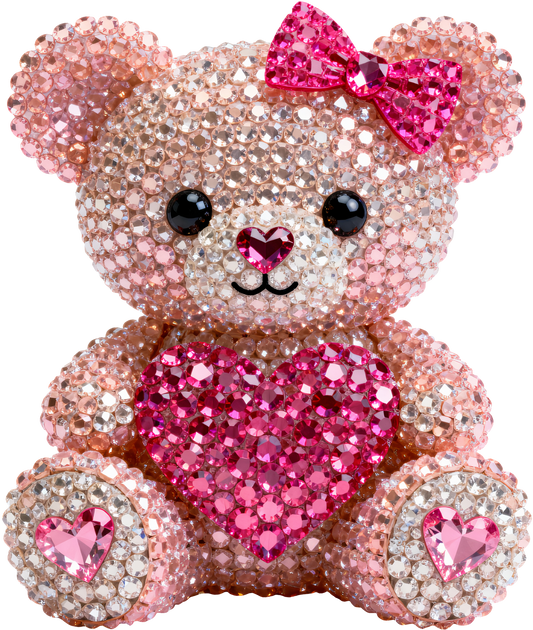 PINK BEAR BLING VALENTINE DTF TRANSFER 11.40" Wide