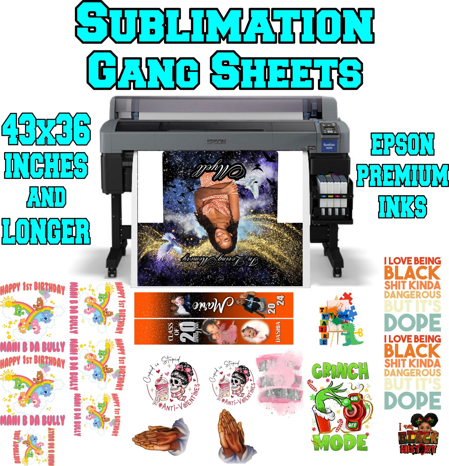 Dye Sublimation Gang Sheet Transfers
