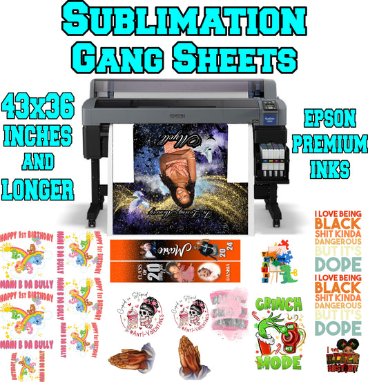 Dye Sublimation Gang Sheet Transfers